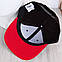 Чорна кепка з прямим червоним козирком (Snapback), фото 5