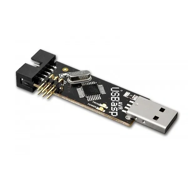 AVR програматор USBasp для мікроконтролерів ATMEL, чорний, 5 В, швидкість 5 кБ/с, сумісний з Bascom та AVRDude, фото 1