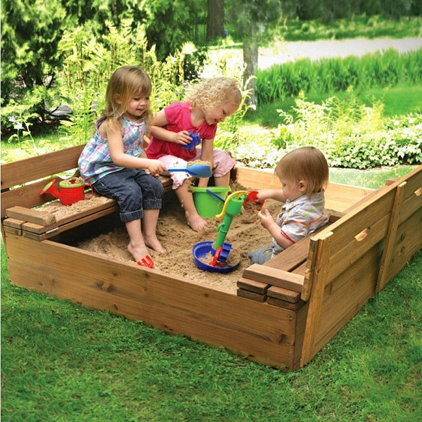 Дитяча дерев'яна пісочниця 145х145 см з лавочками Sportbaby