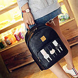 Рюкзак жіночий Коти з клатчем косметичкою (чорний), фото 5