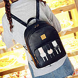 Рюкзак жіночий Коти з клатчем косметичкою (чорний), фото 4