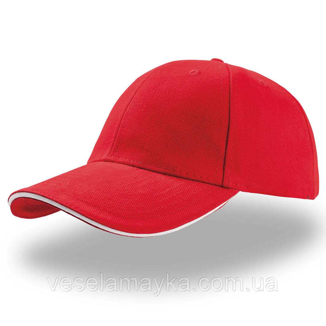 Червона кепка-сендвіч із білою вставкою