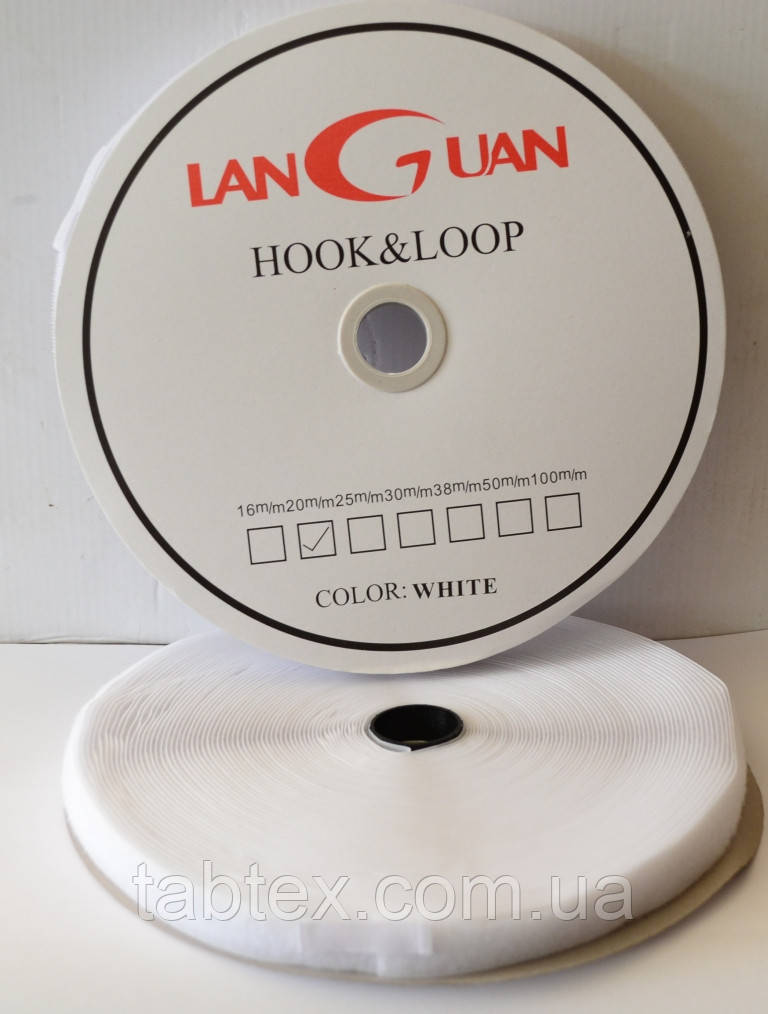 Липучка 20мм. біла ( 25м)(24 компл. в ящ), фото 1