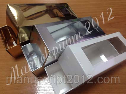 Коробка для макарун серебрянная с окном - фото 3 - id-p518966707