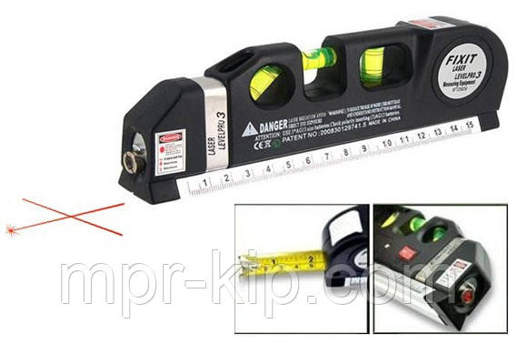 Лазерный уровень нивелир Fixit Laser Level Pro 3, лазерный уровень, жидкостный уровень, рулетка 2.5 м - фото 2 - id-p519203927