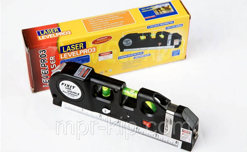 Лазерный уровень нивелир Fixit Laser Level Pro 3, лазерный уровень, жидкостный уровень, рулетка 2.5 м - фото 5 - id-p519203927