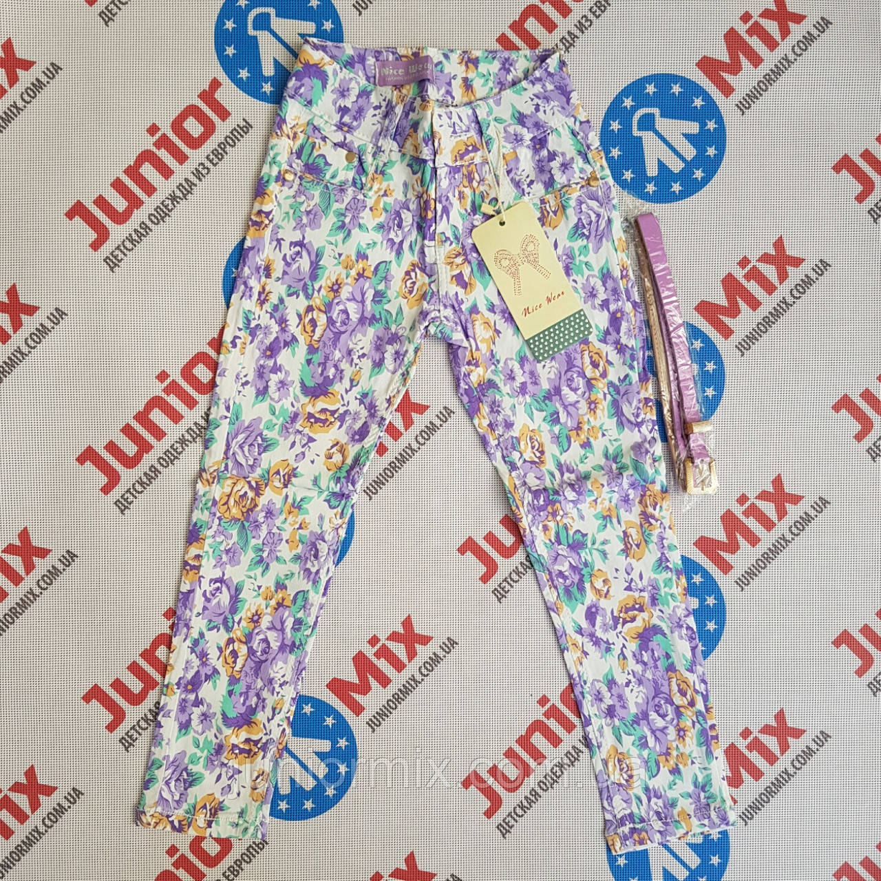 Котонові штани на дівчинку у квіти Nice Wear