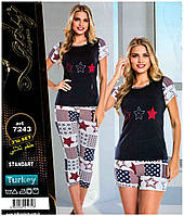 Комплект домашний тройка футболка+шорты+бриджи "Lady Lingerie" Турция