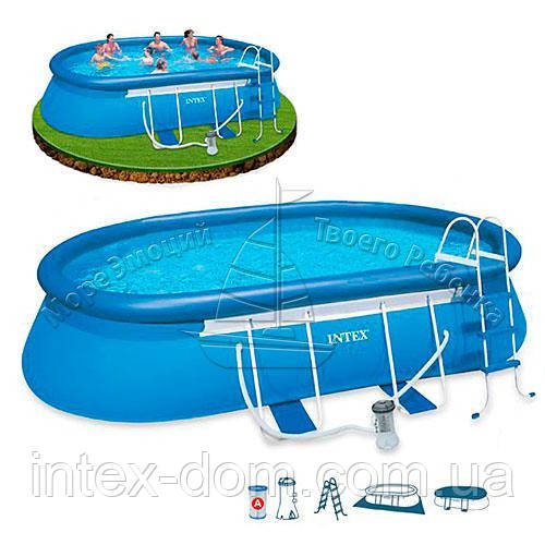 28194 Надувний басейн Intex Oval Frame Pool 610х366х122см