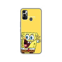 Чехол Губка Боб для Техно Спарк 7 (КФ6н) / Чехол Sponge Bob на TECNO Spark 7 (KF6n)