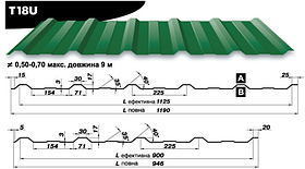Профнастил для дахів Т-18U кольоровий