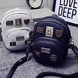 Рюкзак жіночий шкіряний міні з ведмедиком (чорний), фото 2