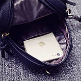 Рюкзак жіночий шкіряний міні з ведмедиком (чорний), фото 7