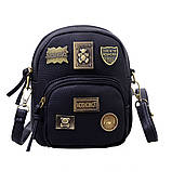 Рюкзак жіночий шкіряний міні з ведмедиком (чорний), фото 4