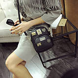 Рюкзак жіночий шкіряний міні з ведмедиком (чорний), фото 6