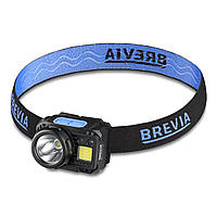Фонарь налобный Brevia 500Lm, 3W CREE XPG+COB, 1200mAh/3xAAA, с сенсором белый/красный iq.