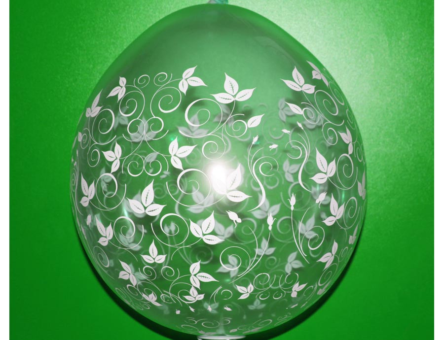 Куля упаковка прозора "Листочки" Розмір: 18" (45 см). Пр-во:"Gemar Balloons" (Італія)