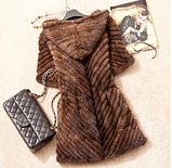 Норковий кожушок 46-50рс капюшоном із норки 75 см довжина 46/48р, фото 8