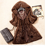 Норковий кожушок 46-50рс капюшоном із норки 75 см довжина 46/48р, фото 7