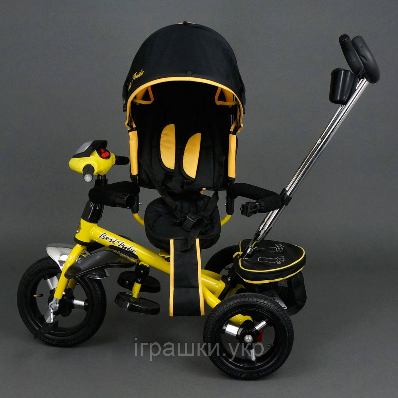 Триколісний дитячий велосипед Best Trike 6590 жовтий із надувними колесами, фото 1