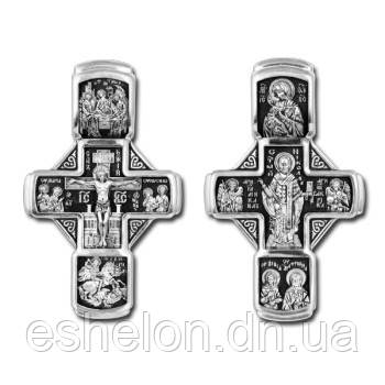 Срібний Православний Хрест Розп'яття Христове. Микола Чудотворець., фото 1