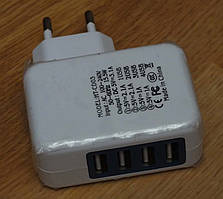 Мережевий зарядний пристрій 4 USB 3.1 А адаптер блок живлення заряджання зарядів ЗП
