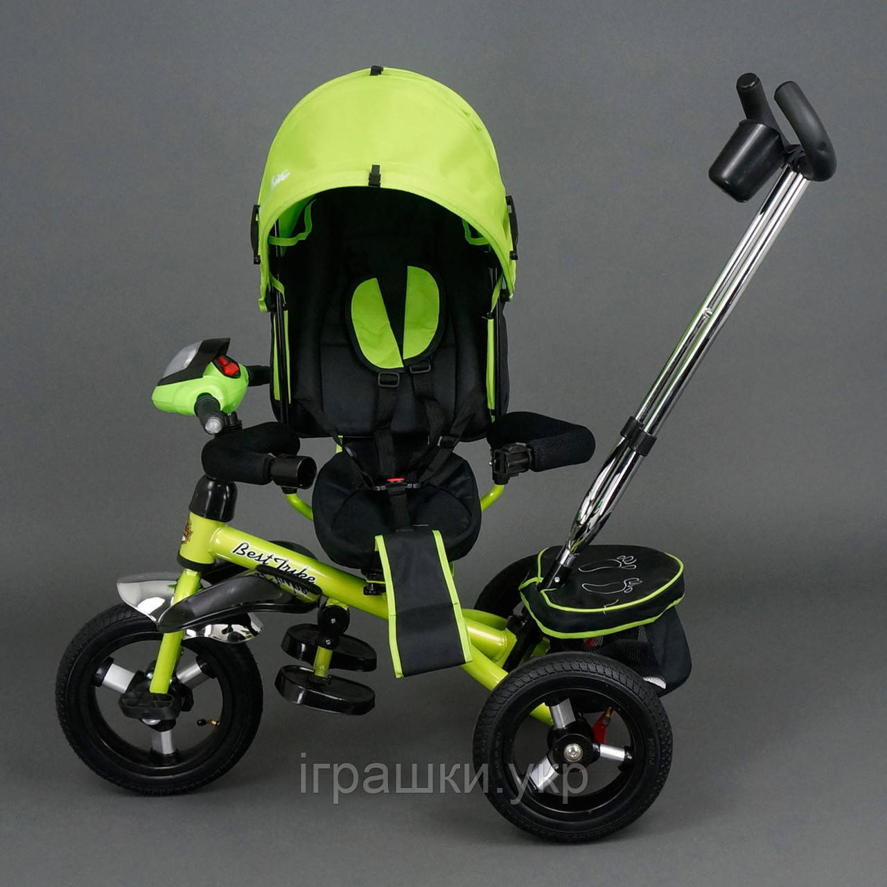 Триколісний дитячий велосипед Best Trike 6590 салатовий із надувними колесами, фото 1