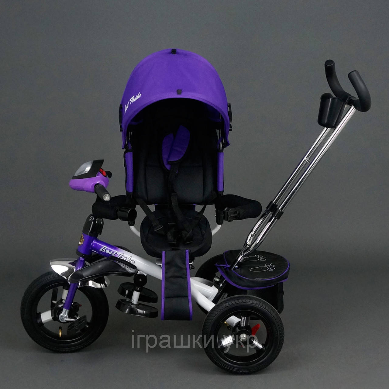 Трехколёсный детский велосипед Best Trike 6590 фиолетовый с надувными колесами