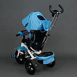 Трехколёсный детский велосипед Best Trike 6595 голубой с надувными колесами, фото 3