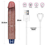 Вібратор Real Softee Rechargeable Silicone Vibrating Dildo 9", реалістичний вібратор, з м'якого TPE, фото 3