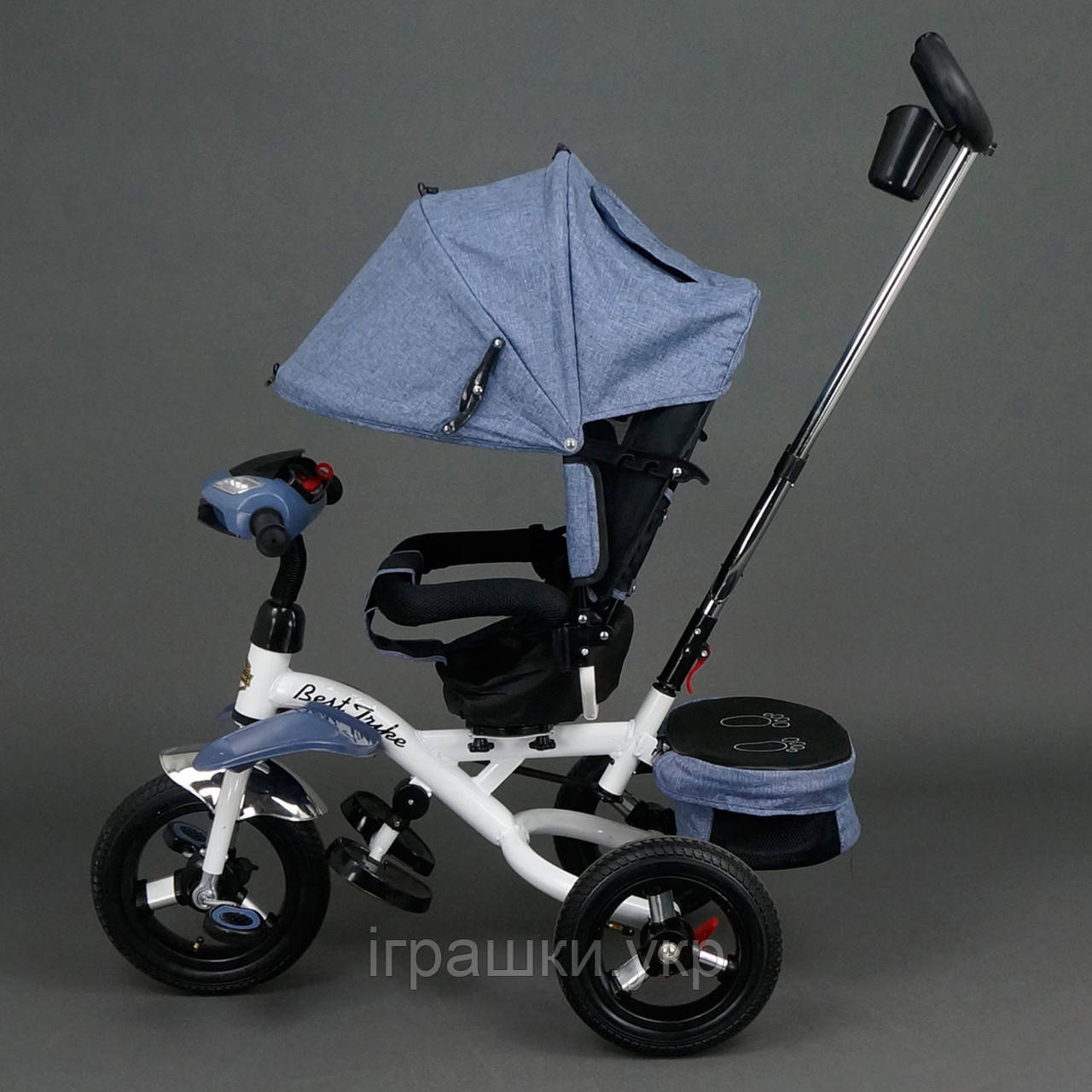 Триколісний дитячий велосипед Best Trike 6595 сірий з надувними колесами