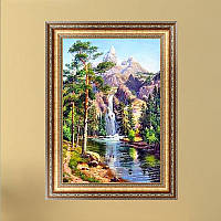 Картина для рисования камнями Diamond painting Алмазная вышивка "Горный ручей" частичная