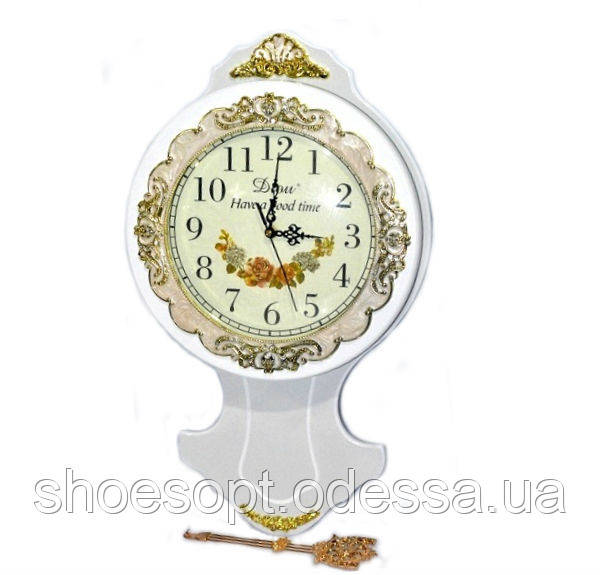 Класичний настінний білий годинник із маятником у стилі Прованс