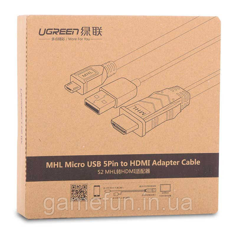 MHL 1.0 HDMI HDTV адаптер Micro USB 5 Pin Ugreen Оригінал, фото 1