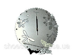 Авангардний настінний годинник із маятником "Метелик і квіти" металеві