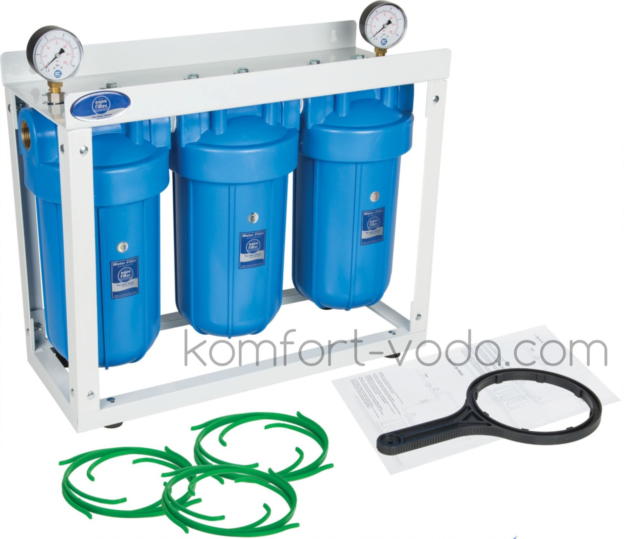Система корпусів Big Blue 10" на рамі Aquafilter HHBB10B