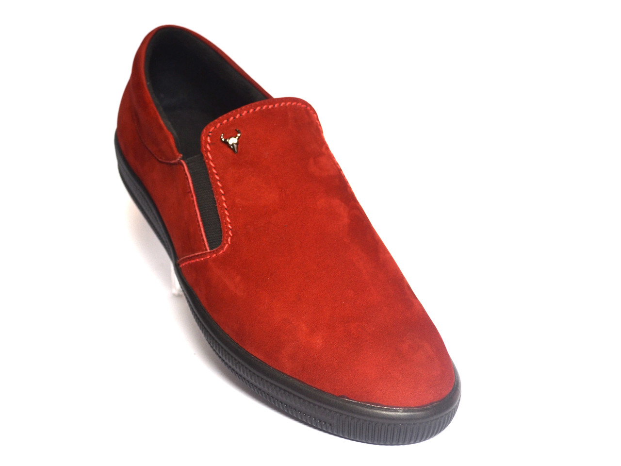 Червоні замшеві сліпони чоловіче взуття на гумках стильні весняні Rosso Avangard RedSlipy Vel, фото 1