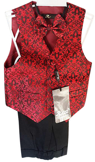 Дитячий ошатний костюм (штани, жилет, метелик), р. 2-6 років, червоний