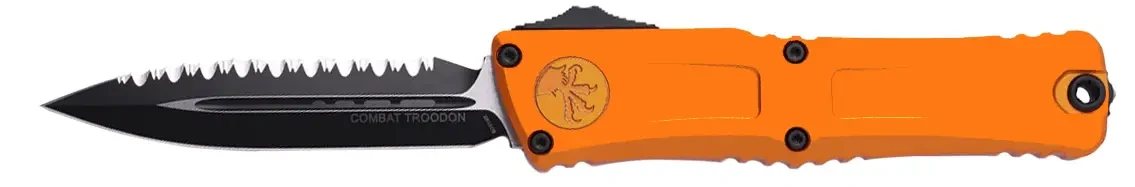 Нож Microtech Combat Troodon GEN III D/E Black Orange Cерейтор