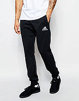 Мужские спортивные штаны Адидас, штаны Adidas на манжете трикотажные, (на флисе и без) S черные