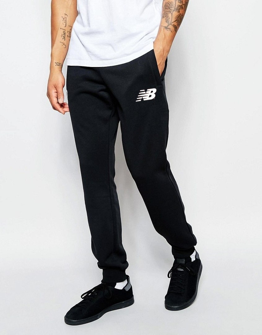 Спортивні штани New Balance, Нью Беланс, чоловічі, трикотажні, весна/осінь, чорного кольору, S