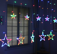 Xmas гирлянда STAR CURTAIN 12M MULTI Звезды Мультицветные 3M*80CM*50CM