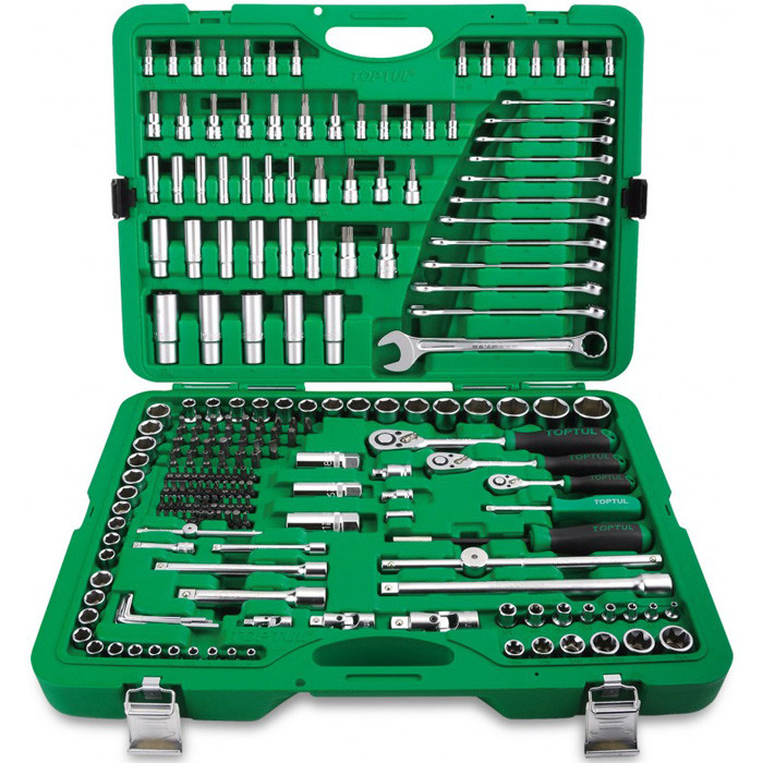 Набір інструменту комбінований 1/4"&3/8"&1/2" 216ед. Toptul GCAI216R (Тайвань), фото 1