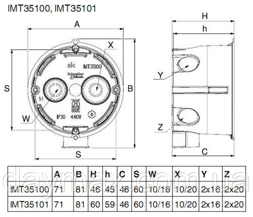 Монтажная коробка, подрозетник под бетон (кирпич) Шнайдер IMT 35100 - фото 4 - id-p520032290