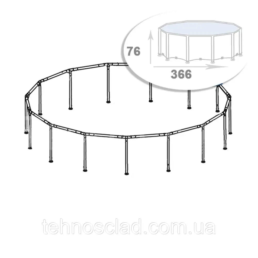 Набор: Каркас для каркасного бассейна Intex 10096-01. Размер 366 x 76 см (Metal Frame)