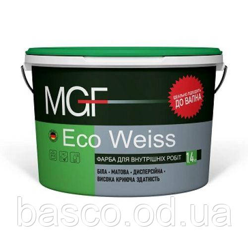 Фарба інтер'єрна, біла, MGF Eco Weiss М1, 1 л (1.4 кг), фото 1