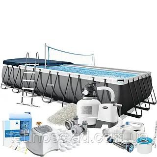 Каркасный бассейн MaxPro Intex 26368-122, 732 х 366 х 132 см (бассейн, подстилка, лестница, фильтр 10 500 л/ч, песок, альгеникс,