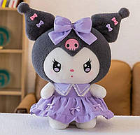 Плюшевая Игрушка Мягкая Куроми из Аниме в Фиолетовом Платье Hello Kitty 40 см