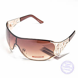 Оптом жіночі сонцезахисні окуляри-маска - Золотисті - P2814