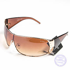Оптом жіночі сонцезахисні окуляри-маска - Золотисті - W2928